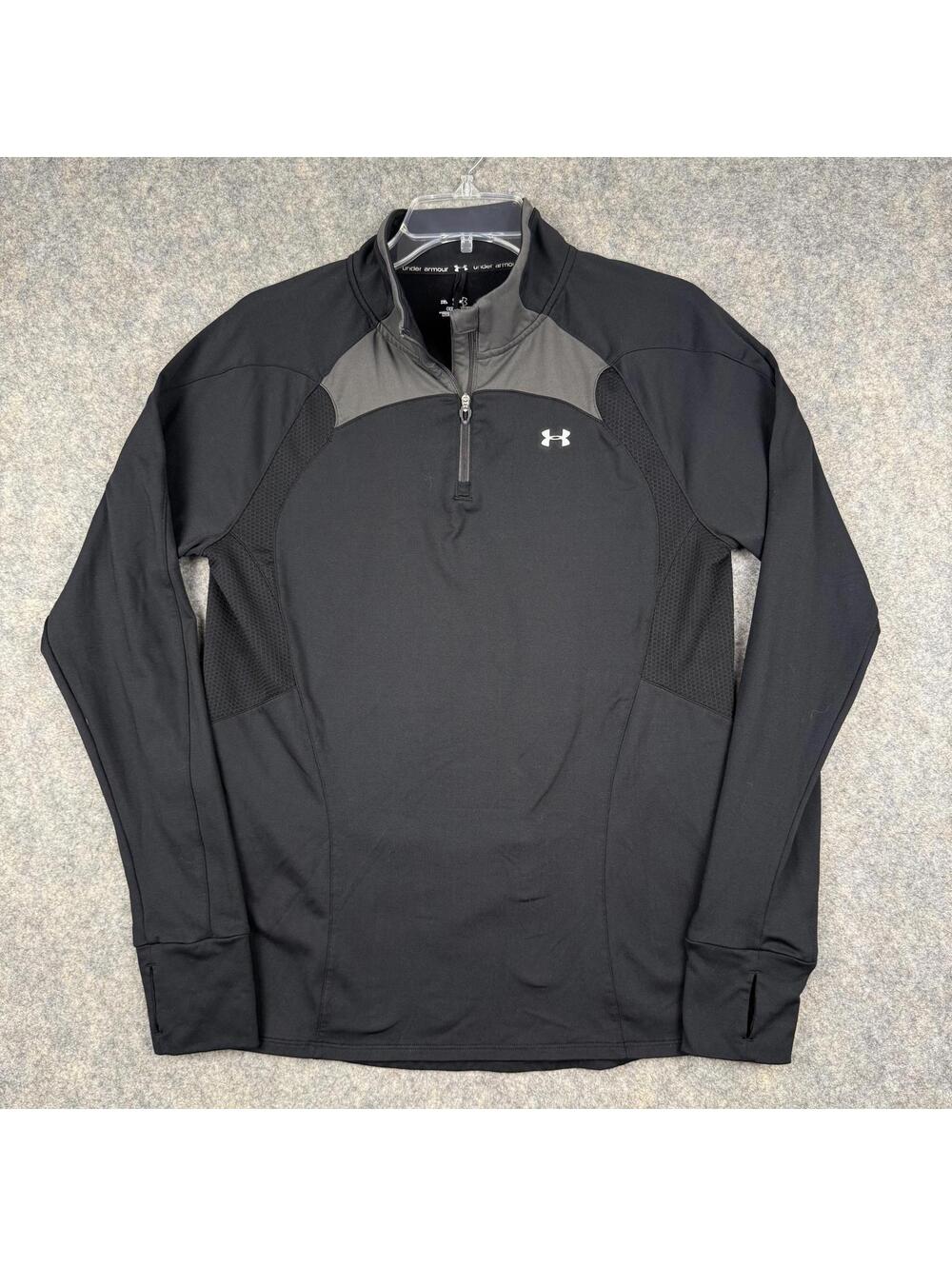 Under Armour ColdGear Men’s 1/4 Zip Golf Pullover Black Gray Size XL EUC 727